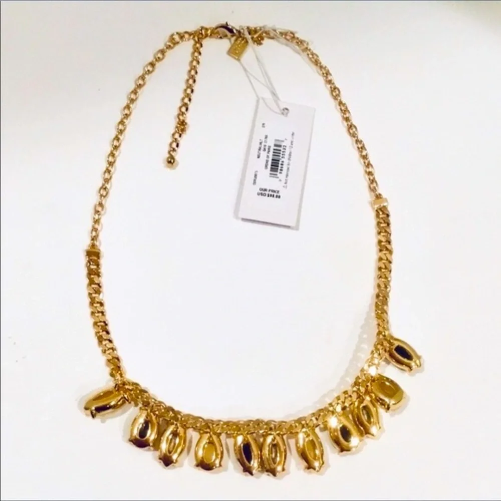 🆕Kate Spade Statement Necklace ‘Gardens of Paris’ Neutral Multi Stone Gold Chain